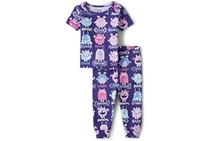 The Children's Place baby-girls And Toddler Snug Fit 100% Cotton Short Sleeve Top and Pants 2 Piece Pajama Set