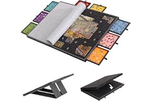 Lavievert 2000 Piece Tilting & Foldable Puzzle Board with 8 Colored Drawers & Cover, Adjustable Lightweight Puzzle Plateau with Built-in Stands, Portable Jigsaw Puzzle Table with Storage for Adults