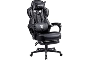 Zeanus Gaming Chairs with Footrest Recliner Computer Chair for Adults Massage Chair Big and Tall, Ergonomic Office Gamer Chair for Heavy People Recliner For Racing, Black