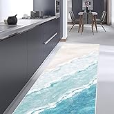 Beach Pattern 2x6ft Runner Rug Non Slip Washable Kitchen Runner Rug with Rubber Backing，Low-Pile Soft Washable Runner Rugs fo