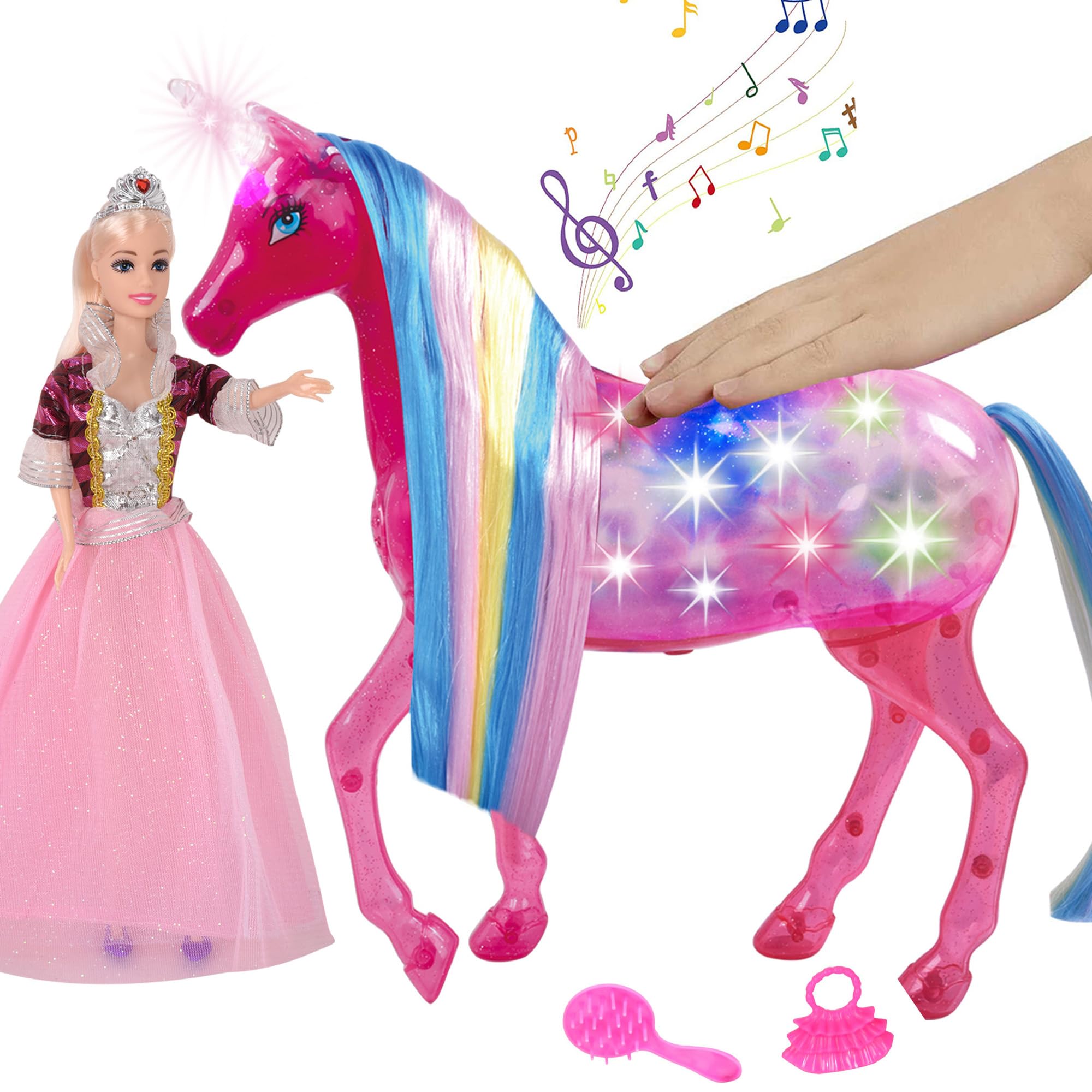 BETTINA Big Magical Lights Unicorn with Colorful Lights&Sounds