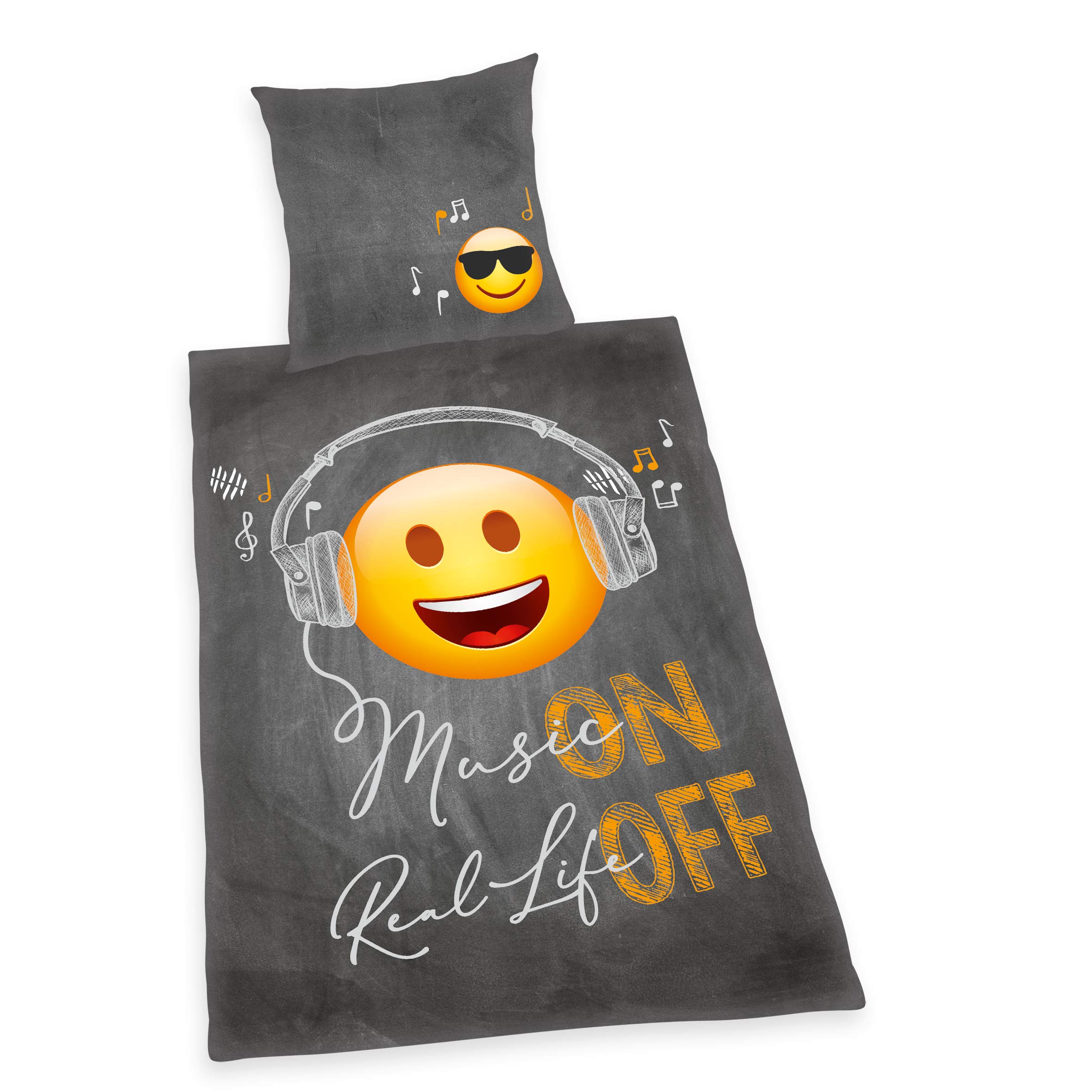 Herding EMOT!X Bedding-Set, Reversible Motif, Duvet Cover 160 x 210 cm, Pillow Case 65 x 100 cm, Cotton/Renforcé