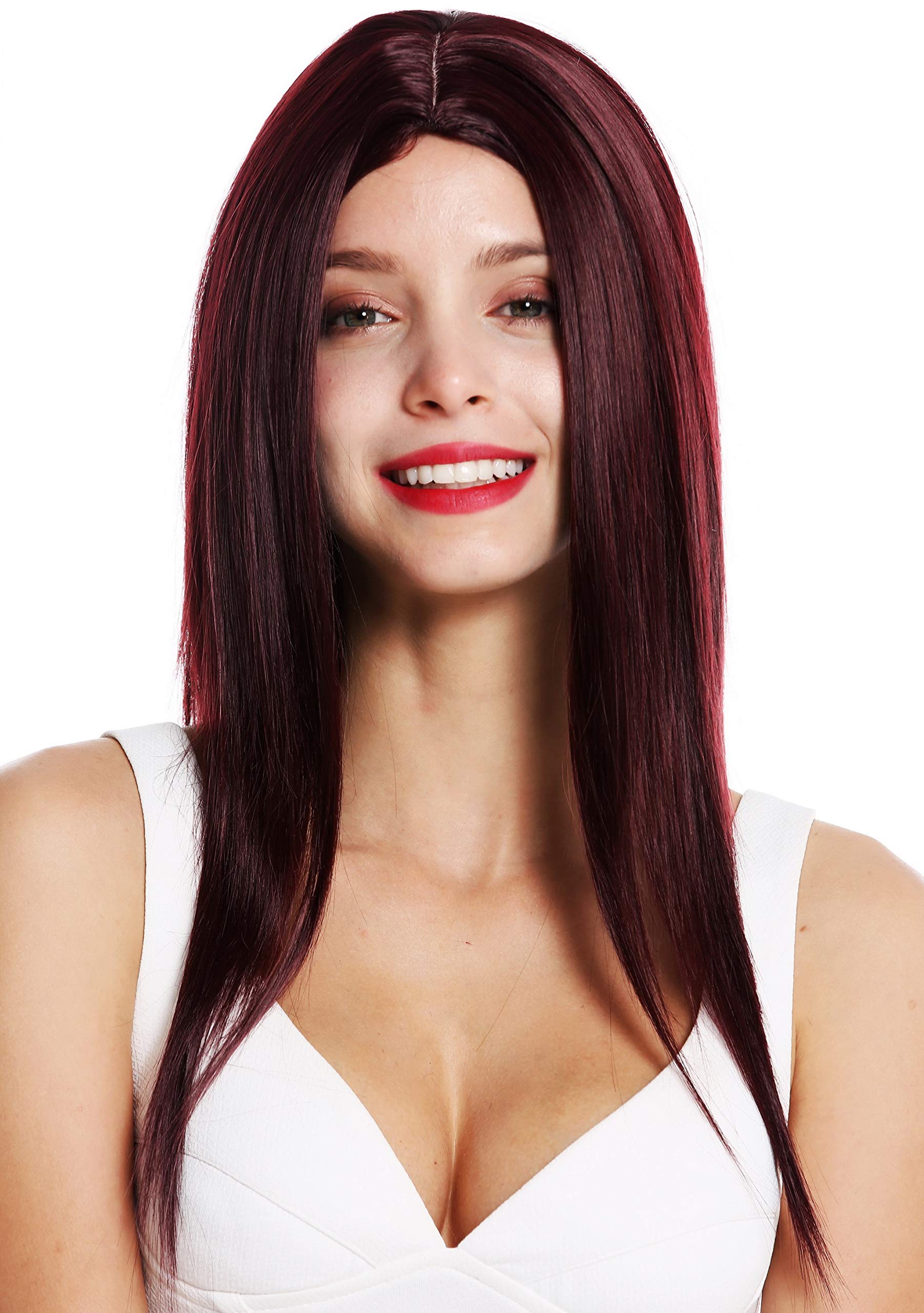 WIG ME UP - VK-34-99J quality women's wig long sleek middle parting red Bordeaux red