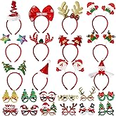 Max Fun 24 Pieces Christmas Glasses Frame and Headbands Set Cute Christmas Decoration Accessories for Holiday Party Favors and Photo Booth