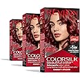 Revlon Permanent Hair Color, Permanent Red Hair Dye, Colorsilk with 100% Gray Coverage, Ammonia-Free, Keratin and Amino Acids, Red Shades (Pack of 3)