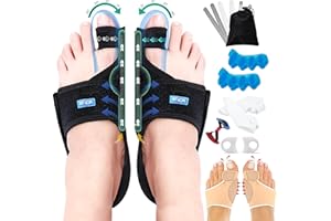 RFAQK 11pcs Bunion Corrector for Women & Men - Bunion Relief Kit with Toe Separators and Bunion Splints Hammer and Big Toe Separator, Spacers and Straighteners, Exercise Strap for Hallux Valgus Correction