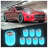 Junecarp 8Pcs Luminous US Flag Tire Air Valves Stem