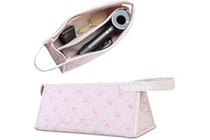 GISMTR Quilted Travel Case Compatible with Dyson Airwrap & Shark Flexstyle, Cotton Floral Carrying Storage Bag for Dyson Hair Dryer and Attachments, Cute Portable Organizer with Handle