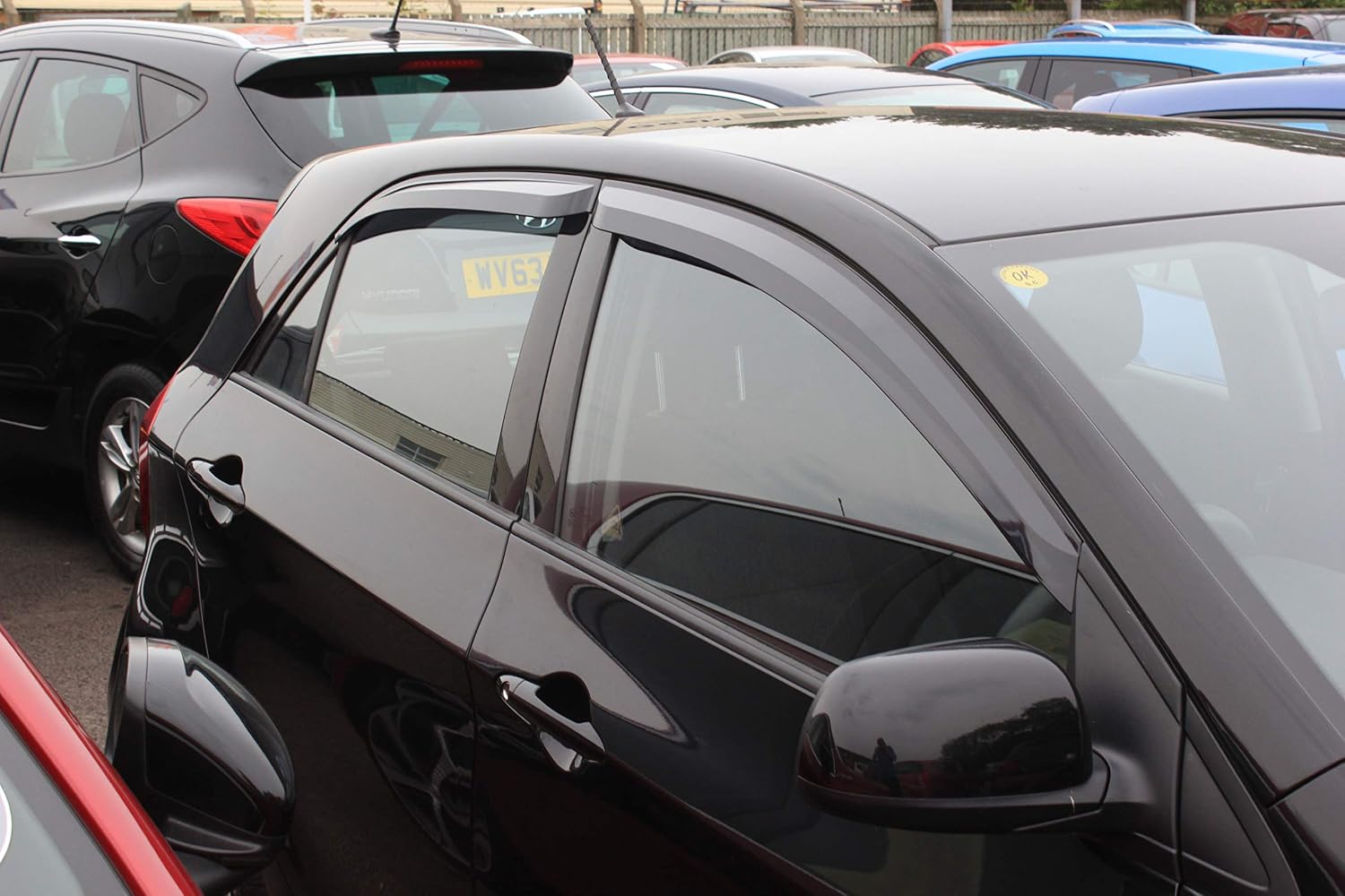AUTO CLOVER Wind Deflectors Set for Kia Picanto 2012-2016 (4 pieces), Tinted Black