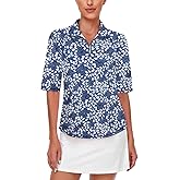 Misyula Womens Golf Shirt Quick Dry Half Sleeve Quarter Zip Polo Workout Tops Tennis Shirts M-3XL