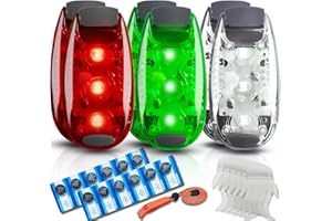 Amzonly Navigation Lights for Boat Kayak, Battery Operated Safety Lights Kit for Night Kayaking, 6Pack, Safety Whistle Includ
