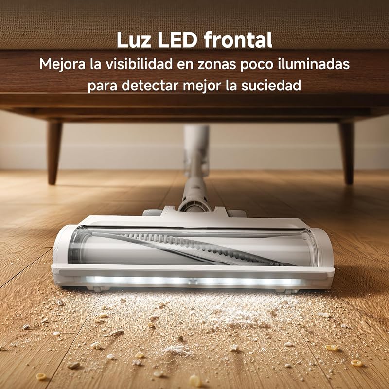 Aspiradora inalámbrica G20, 25 kPa / 150 AW, 60 min de autonomía, filtración 99.9%, con luz Frontal para detección de Polvo, Ideal para Suelos Duros, alfombras y Pelo de Mascotas, White