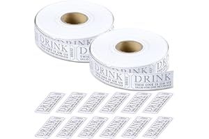 TaoBary 2 Rolls 1000 Pcs Free Drink Ticket Roll Raffle Party Tickets for Events Wedding and Parties(Simple)
