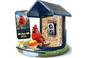 VIUBIRD Bird Feeder with Camera Solar Powered - Smart Bird Feeder Camera 2K HD Live Stream, 5MP Photos, AI Identification for Backyard, 2.4Lb Large Capacity, Gifts for Mom Dad, Blue