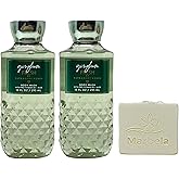 Bath & Body Works Gingham Fresh 2 Pack Body Wash Bundle with a Natural Oats Bar Soap - Full Size