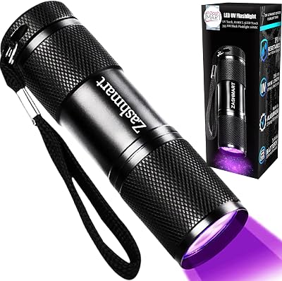 ZASHMART UV Torch 395NM 9 LED 87mm Black Flashlight Battery Powered