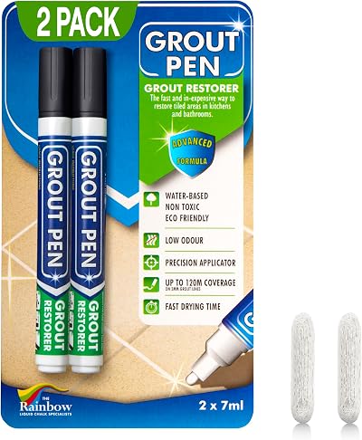 RAINBOW CHALK MARKERS Twin Pack Black Grout Pen for Kitchen Bathroom Tile