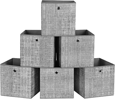 SONGMICS Storage Boxes Set of 6 30x30x30 cm Non-Woven Fabric with Handle