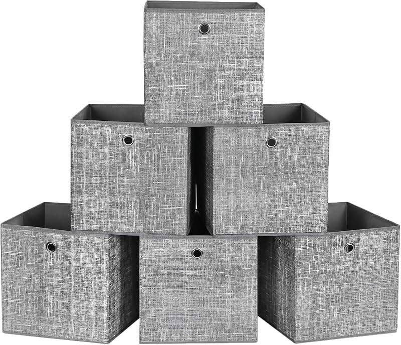 SONGMICS Storage Boxes Set of 6 30x30x30 cm Non-Woven Fabric with Handle
