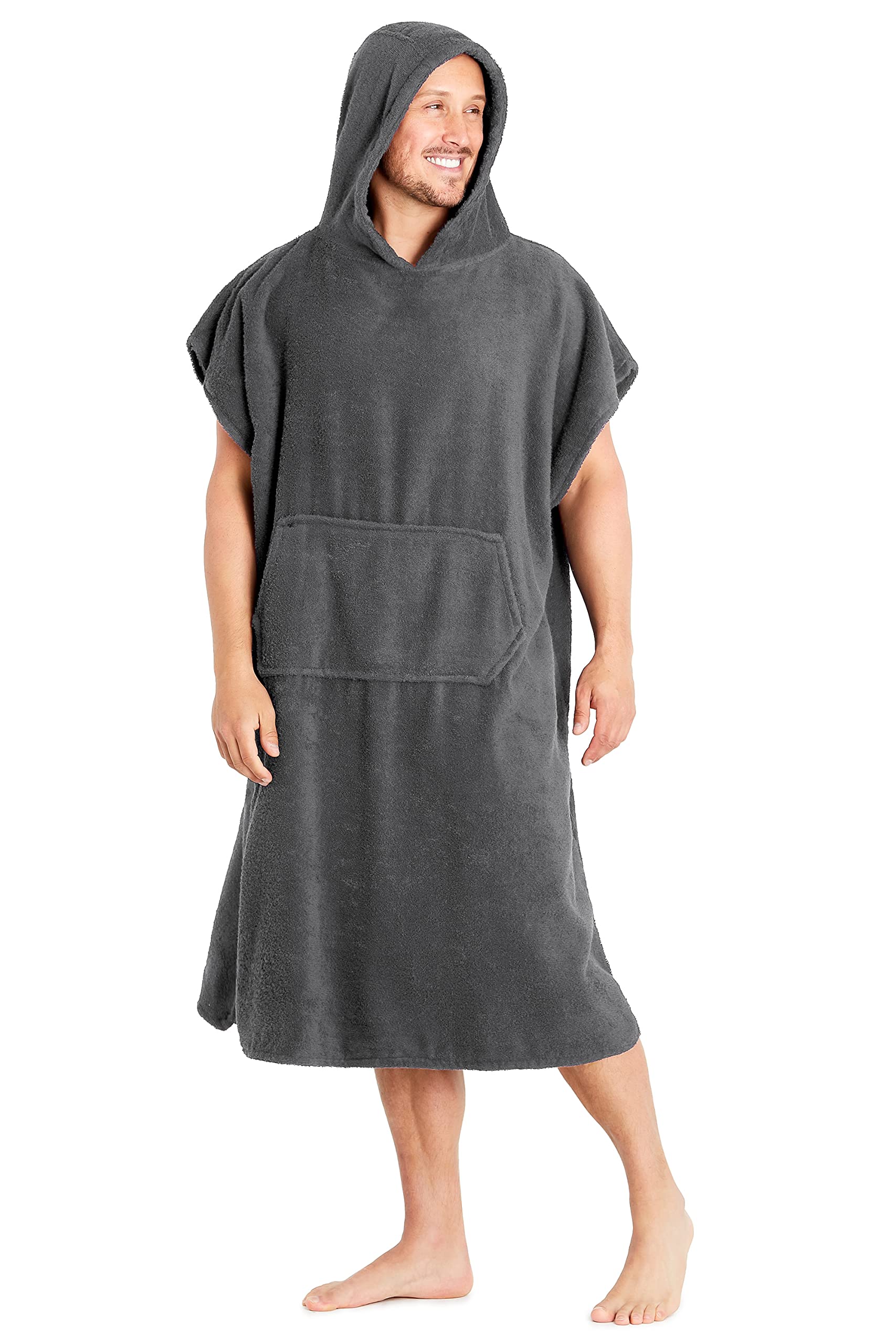 CityComfort Beach Towel with Hood for Adults Teens Surf Poncho Absorbent Cotton Soft Changing Robe for Swimming Beach Bath Holiday Essentials (S-M, Charcoal)