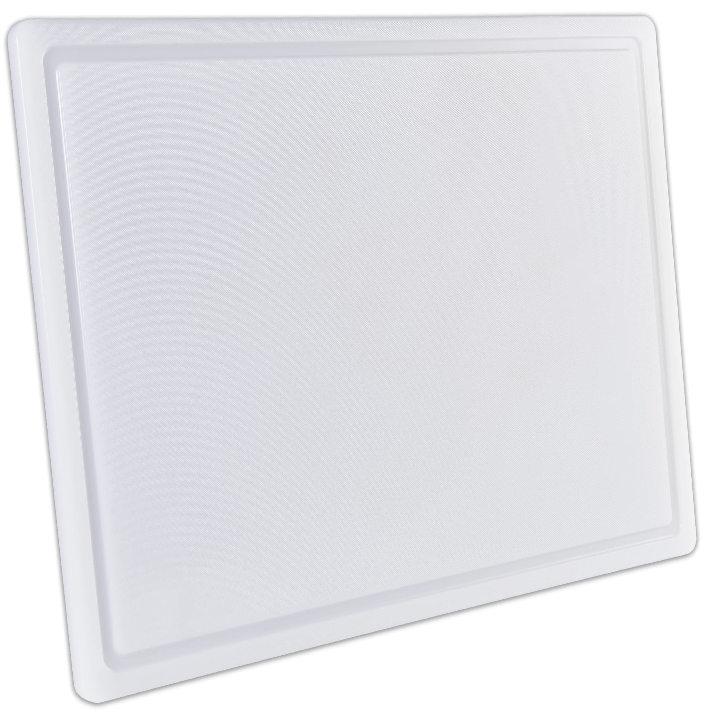 Photo 1 of Commercial Grade Plastic Cutting Board with Juice Groove - 18 x 12 Inch for Carving Meat, Grilling, BBQ - 1/2" Thick White HDPE Poly for Food Service