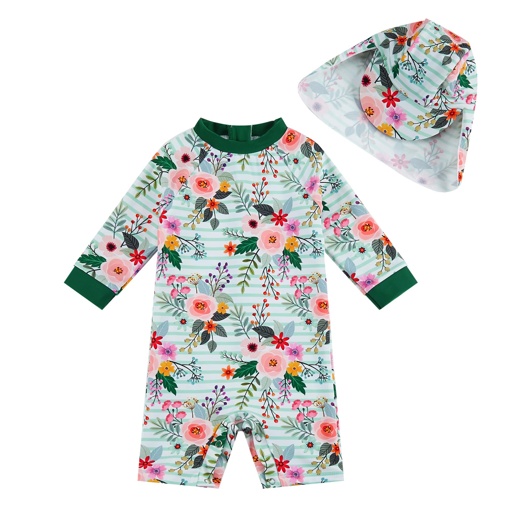 Photo 1 of upandfast Baby/Toddler Girls Sunsuit Swimsuit with Snap Bottom UPF 50+ Infant One Piece Rashguard Swimwear (Pink Flower, 6-9 Months)