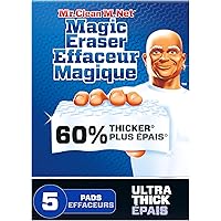 Mr Clean Magic Erasers Ultra Thick Multi Purpose Cleaner, Magic Eraser Sponge Multi Surface Cleaner, 5ct