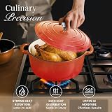 nuovva Enamelled Cast Iron Dutch Oven 6.4 Qt 28cm Orange with Lid view 7