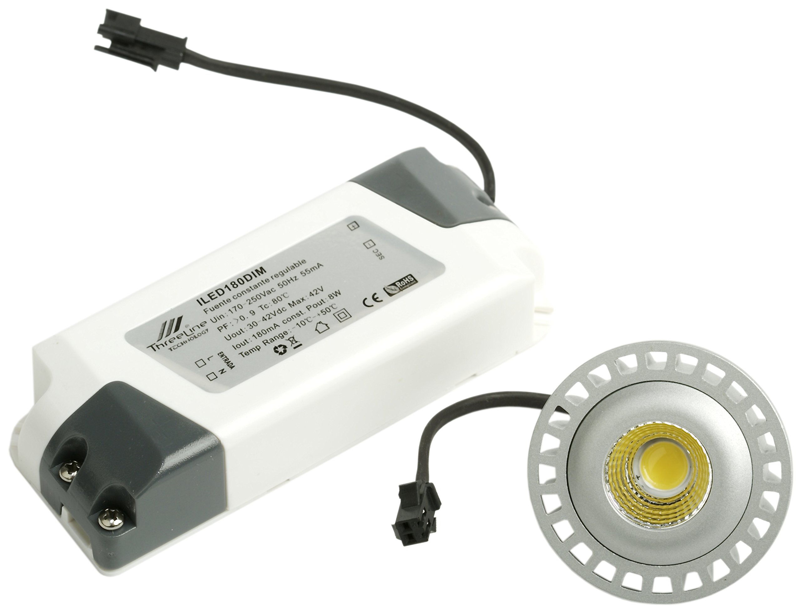 THREELINE Integrated LED Lamp, 8 W, Warm White, 11.1 x 5 x 5 cm