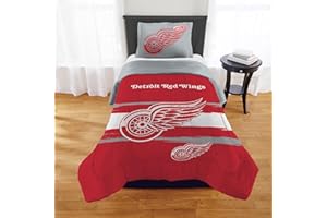 NORTHWEST Officially Licensed Detroit Red Wings NHL Team Comforter Set – Microfiber Twin/Twin XL Comforter & Sham with Hockey Logo for Fans, Dorms, Game Day Bedrooms