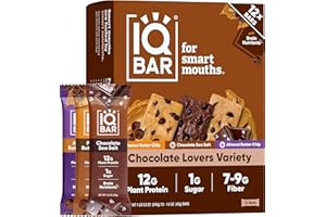 IQBAR Clean Plant Protein Bars - Chocolate Lovers Variety - 12 Count - Keto, Vegan, High Fiber, Gluten and Dairy Free, Low Sugar Snack - Brain and Body Nutrients for Focus, Energy, Meal Replacement