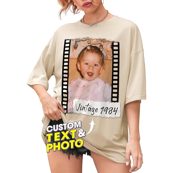 Personalized Photo T-Shirt Custom Gift For Mom - Upload Your Picture & Text, Washed Vintage Style Tee