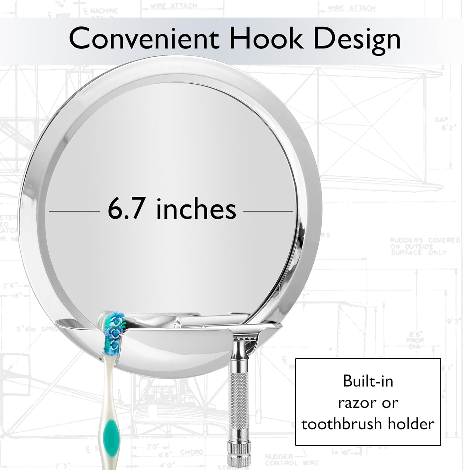 Fogless Shower Mirror with Built-in Razor Holder | 360° Rotation | Real Fog-Free Shaving | Adjustable Arm & | Shatterproof & Rust-Resistant | Non-Fogging Bathroom Mirror for Men and Women: Furniture & Decor