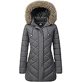 Women's Long Warm Winter Coat Windproof Thickened Fleece Lined Down Jacket Waterproof Puffer Outerwear with Removable Hood