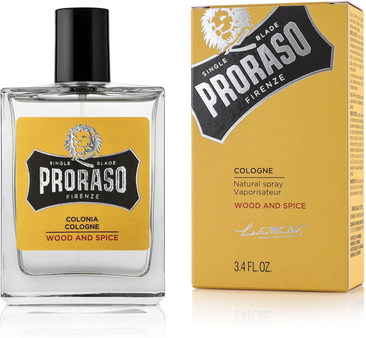 Proraso Cologne, Wood and Spice, 100ml, Men's Fragrance with Earthy and Warm Notes, Made in Italy, Wood & Spice, 100 ml (Pack of 1)