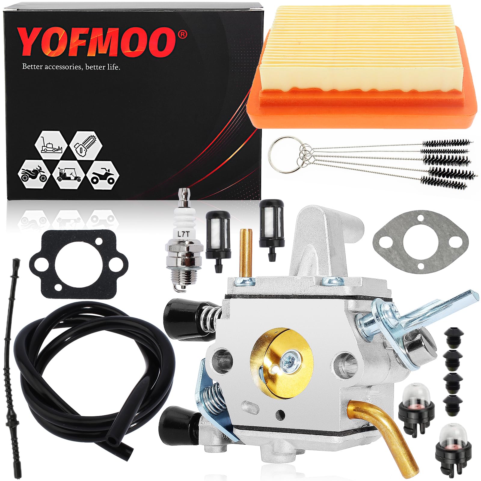 YOFMOO Carburetor for FS020 FS120 FS120R FS200 FS200R FS202 FS250 FS250R FS300 FS350 FR350 FR450 FR480 TS200 Drill Auger BT120 BT120C BT121 SP200 String Trimmer Weedeater Bush Cutter Carb