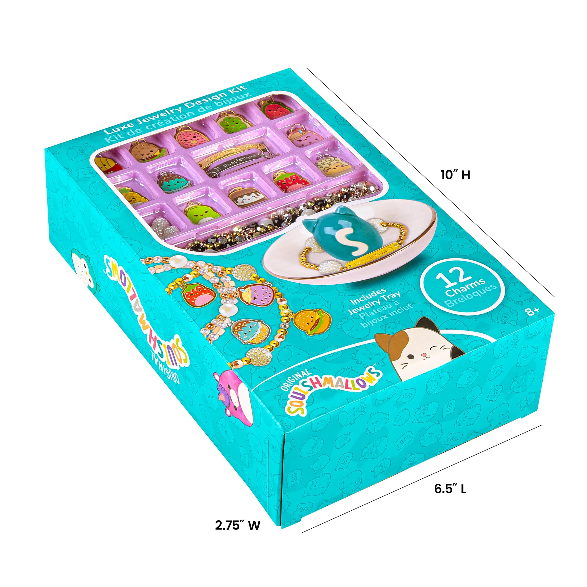 Fashion Angels Squishmallows Luxe Jewelry Design Kit, Includes Assortment of Beads, Charms & More, Makes 12+ Projects, Squishmallows Character Jewelry for Kids, Teen Girls & Boys