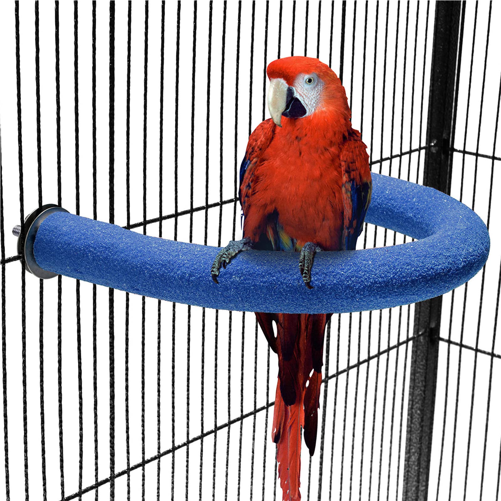 Photo 1 of FrgKbTm U Shape Parrot Perch Stand Toy Bird Platform Sand Paw Grinding Clean Stick Exercise Conure Budgie Cockatiel Cage Accessories (Blue)
