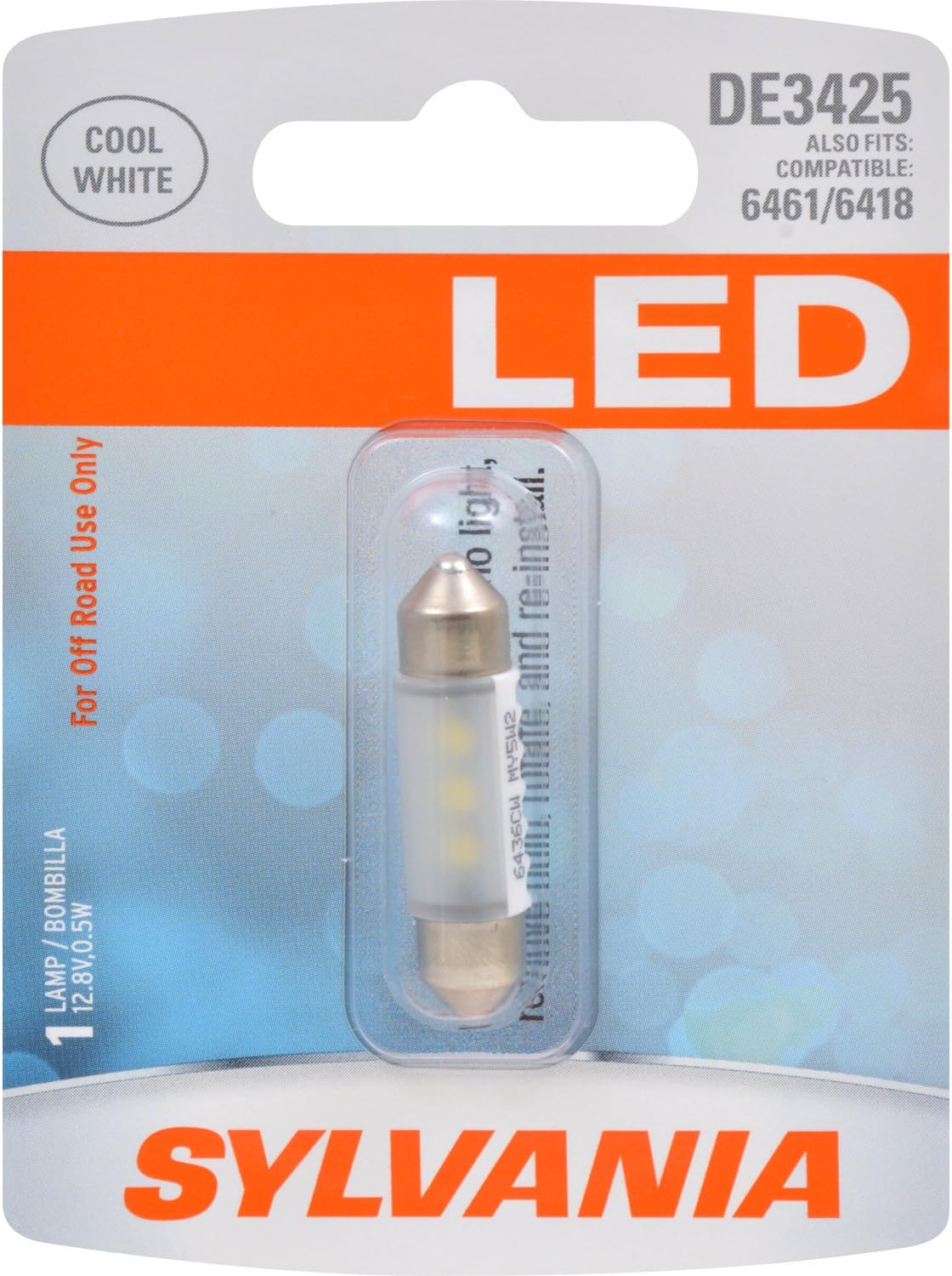 SYLVANIA - DE3425 36mm Festoon LED White Mini Bulb - Bright LED Bulb, Ideal for Interior Lighting - Dome, Trunk, Cargo and License Plate (Contains 1 Bulb)