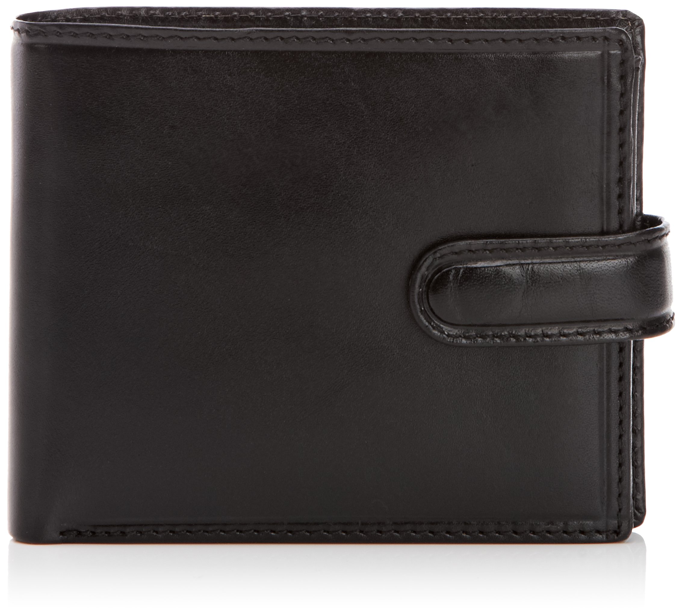 Visconti Mens Luxury Italian Leather Tabbed Wallet Monza Collection Gift Boxed (Black)