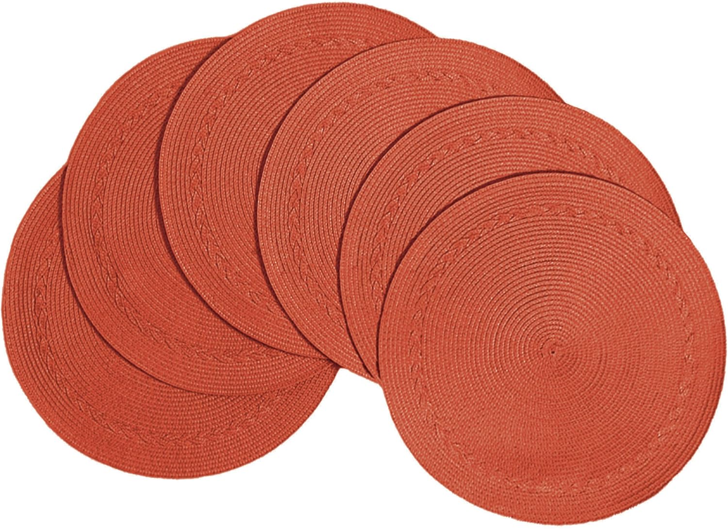 Benson Mills Braided Edge Round Placemats (Set of 6), 15", Navy: Home & Kitchen