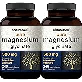 Pure Magnesium Glycinate 500mg with Fat Soluble Vitamin C, 480 Veggie Capsules (2 Pack) – 100% Chelated & Purified – 3rd Party Tested, Filler Free, Vegan Friendly, Non-GMO