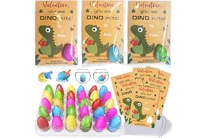 Valentines Day Gifts for Kids, 30 Pack Valentines Dinosaur Party Favors, Valentines Day Cards with Dinosuar Hatching Eggs for