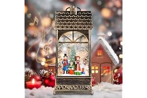 NATURE'S PORTER 2024 Bday Present:Xmas Musical Nativity Tree: Angel: God Parent :Snow Globes Lantern with Timer:Work Desk Office:Table Home Decoration Indoor:13.8'' Battery Lighted USB Light Up, More Swirling Glitter