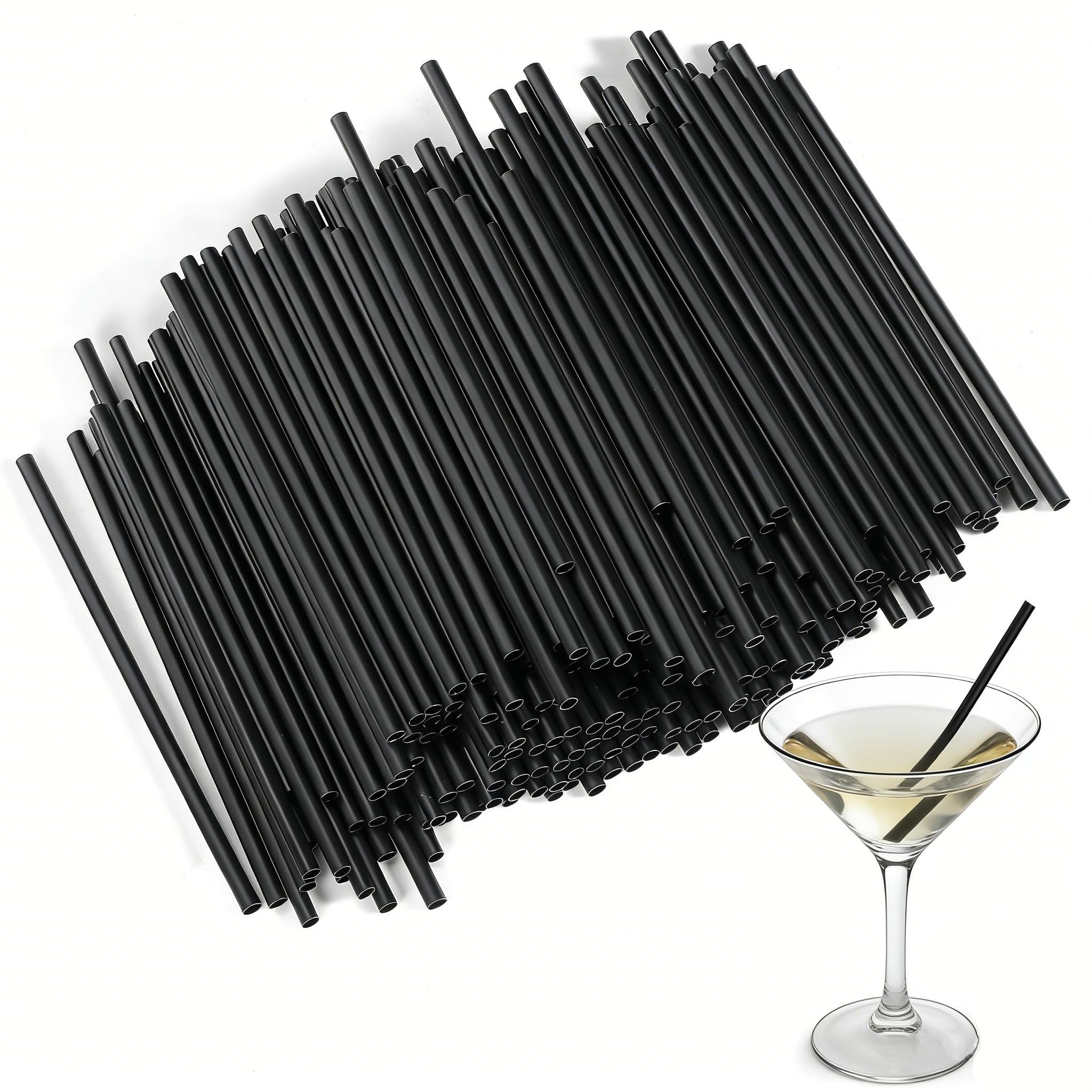 Photo 1 of [200 Pcs] 5 Inch Cocktail Straws Bar Straws - 0.16" Wide Sturdy Plastic Short Straw for Drinks Margarita Martini Whiskey, Disposable Black Drinking Small Straw for Bar,Cafe,Party and Daily Use