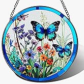 Stained Glass Window Hanging, 8 Inch Butterfly Sun Catchers Indoor Window, Suncatchers for Windows Hanging, Home Decoration and Christmas, Festival, Mother's Day, Birthday, Gifts for Women, Mom
