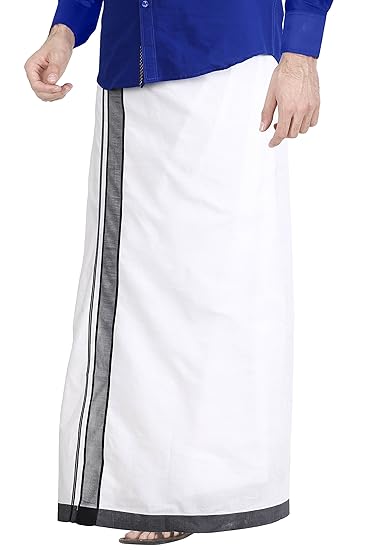 White Dhoti 3.6 Meter, cotton with Black color border