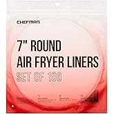 Chefman Disposable Air Fryer Liners, Heat-Resistant Parchment Paper For Baskets, 100 Pack, 7” Round