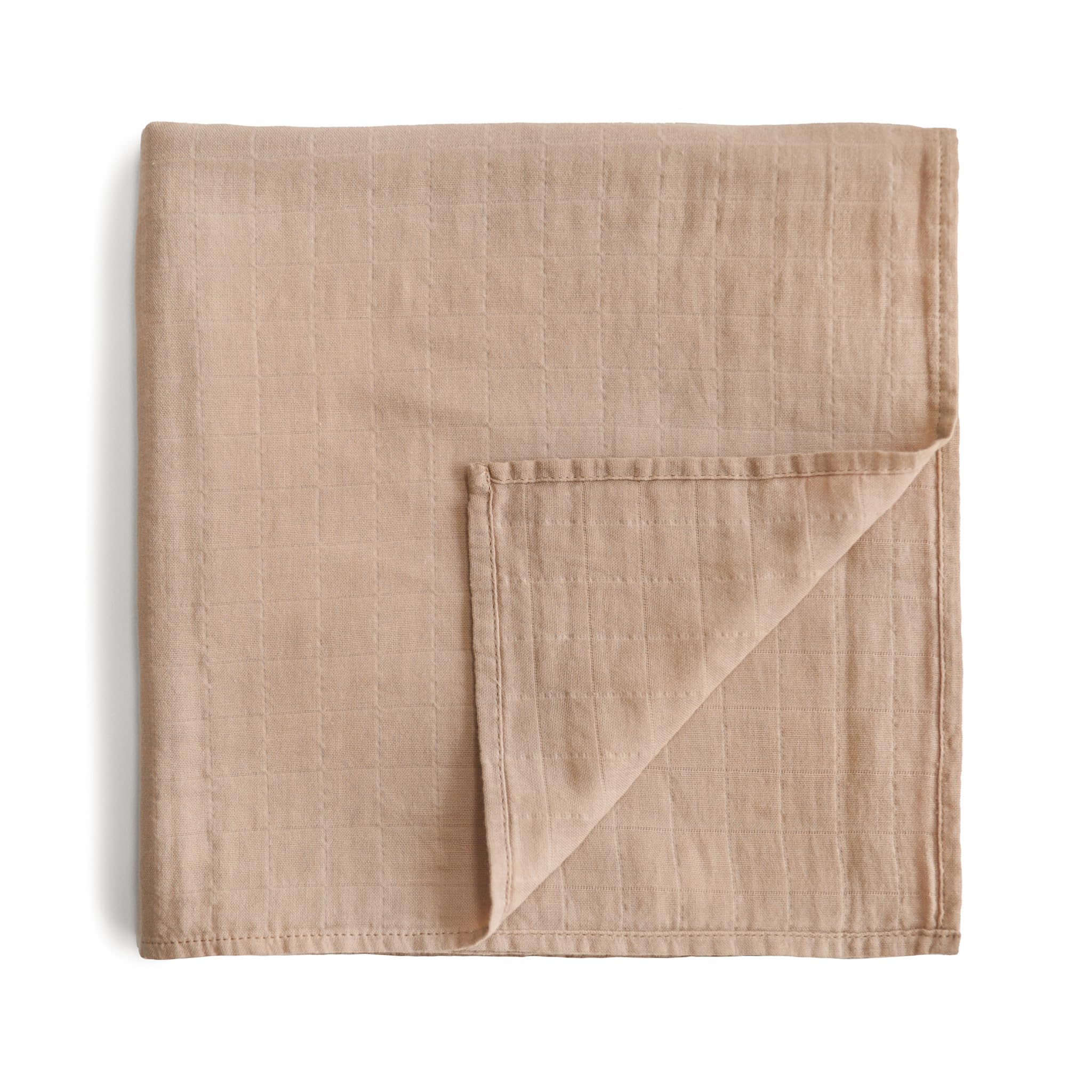 Mushie Muslin Baby Swaddle Blanket | Baby & Toddler Swaddle | Material: 100% Organic Cotton | Pre-Washed for Softness | Breathable | Keep Child Warm & Cuddly (Pale Taupe)