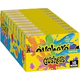 Gushers Tropical Movie Box Fruit Flavored Snacks | Movie Box Tray Format, Juicy Liquid Center, Gluten Free, Kosher, Made with Real Fruit Juice